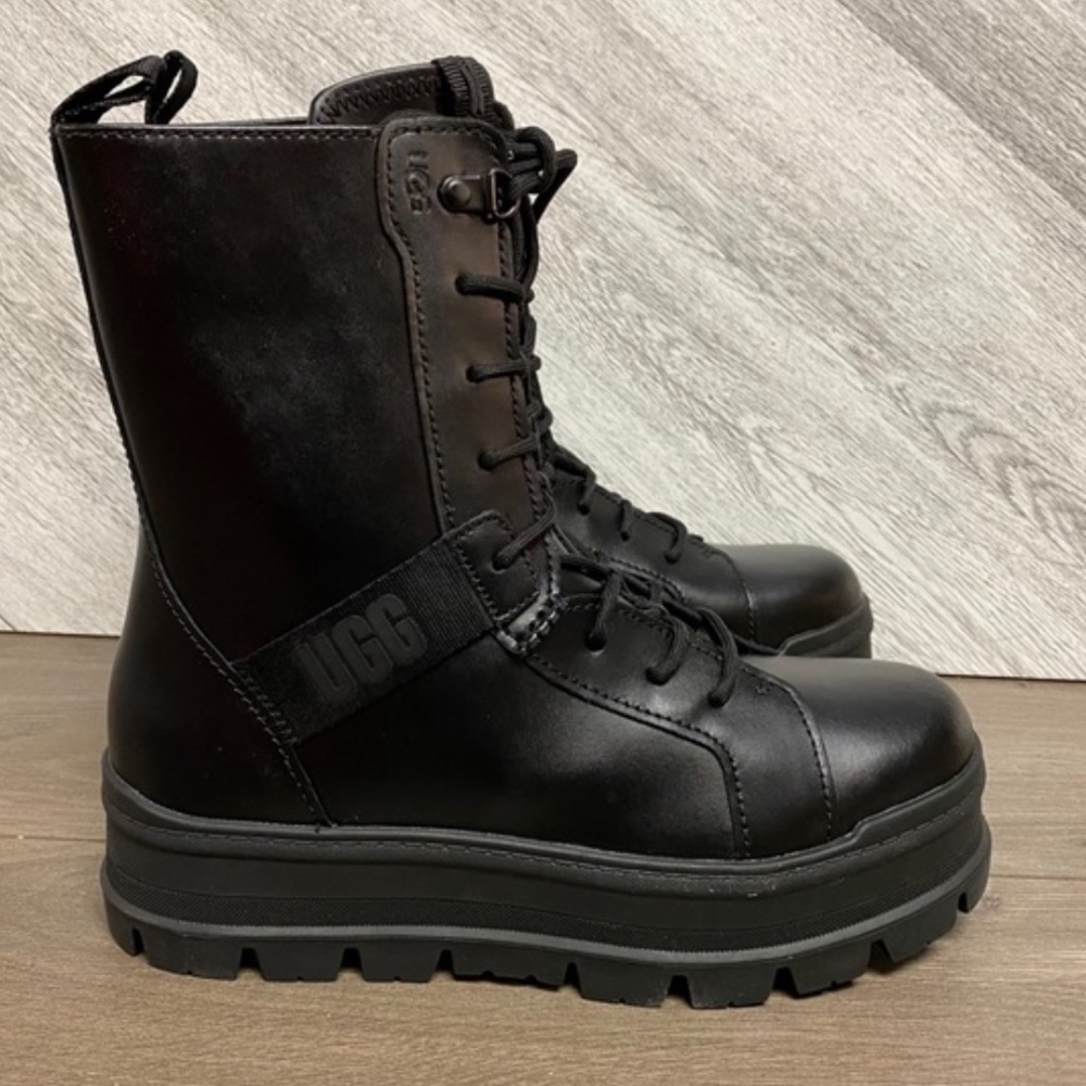 UGG | Sheena Lace Up Combat Boots In Black NEW - Picture 7 of 14